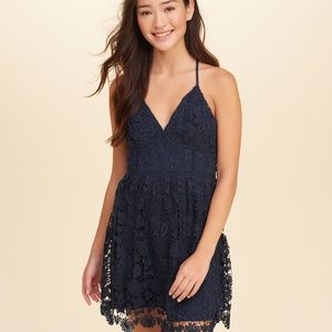 Hollister Navy lace dress. Med. Spaghetti straps.